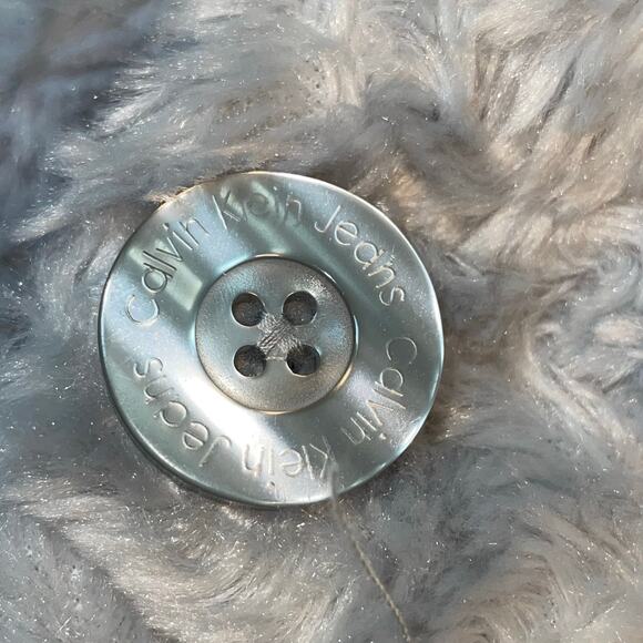 Calvin Klein Jeans Girls Size 3T Coat Jacket Faux Fur Button Down Dress Up Gray - Picture 7 of 11